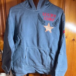Lucky Brand Blue Hoodie with Star and Wings